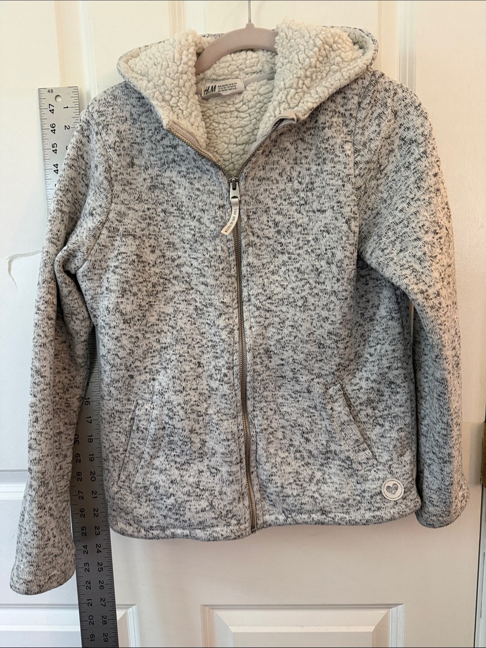 H&M Heathered Gray Sherpa Hoodie Jacket